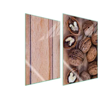 Herdabdeckplatten 2 teilig 35x52 Glaskeramikkochfeld Abdeckung Glas Schneidebrett Erdnüsse Holz