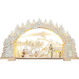 Tietze Erzgebirgsdegn LED Schwibbogen »Rodeln auf dem Ziegenberg beschneit« 70x39x13 cm (BxHxT)