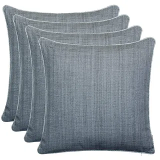 Brandsseller 4er Set Outdoor Kissen 45x45 cm – Wetterfeste Zierkissen mit Paspel in Leinenoptik – Wasserabweisende Gartenkissen & Dekokissen für draußen – Sofakissen für Balkon & Terrasse - Grau