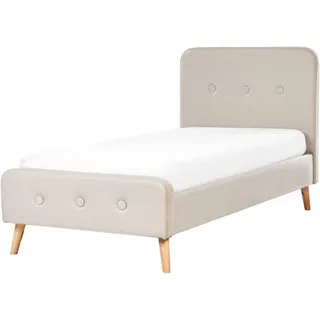 Beliani Polsterbett 90x200 cm Beige Rennes , Textil , 90x200 cm , Schlafzimmer, Betten, Polsterbetten