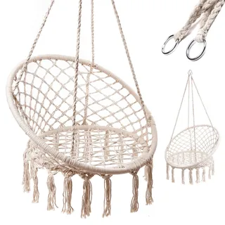 Aga Schaukelstuhl Nest mit Rückenlehne 80cm creme - Weiß