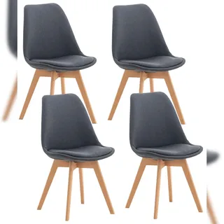 CLP 4er Set Linares Stoff I Samt I Cord I Lederoptik I Lehnstuhl Mit Holzgestell