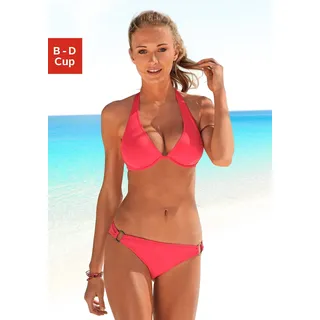 Bügel-Bikini CHIEMSEE, Damen, Gr. 36, Cup D, rot (hummer), Polyamid, unifarben, Bikini-Sets Bügel-Bikini, mit silbernem Zierring