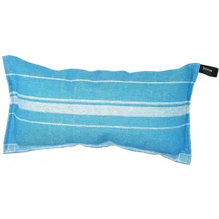 Jokipiin | 1 Saunakissen Lieblingskissen Reisekissen | Design: Linea | Maße: 40 x 22 cm, Leinen/Baumwolle | schadstofffrei Ökotex 100 | hergestellt in Finnland (türkis/weiß)