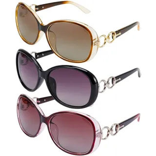 Firtink 3 Stücke Groß Frauen Sonnenbrillen, Damen Polarisiert Brille