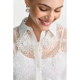 Spitzenbluse RICHROYAL, Damen, Gr. 42, weiß, Spitze, Obermaterial: 100% Polyester, geblümt, gemustert, transparent, Basic hüftlang, 1-Knopf-Manschette, Blusen Spitzenbluse, im festlichen Look