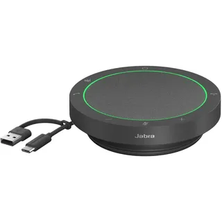 JABRA Speak2 40 tragbare Freisprechlösung, 4 Mikrofone mit Geräuschunterdrückung, 50 mm Breitband-Lautsprecher, Breitband-Audio, mit USB-A und USB-C, für MS-Teams Zertifiziert, Dunkelgrau