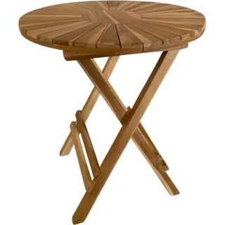AXI Gia Gartentisch Klappbar Rund aus Teak Holz Ø 60 cm | Klappbarer Bistrotisch für Garten / Terrasse / Balkon / Outdoor | Klapptisch / Esstisch aus - Braun