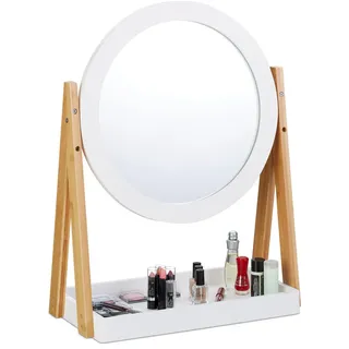 Relaxdays Kosmetikspiegel , Multicolor , Holz, Holzwerkstoff, Glas , 43x57x22 cm , Spiegel, Schminkspiegel