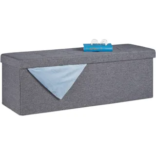 Relaxdays Truhenbank Gepolstert Dunkelgrau 130 l
