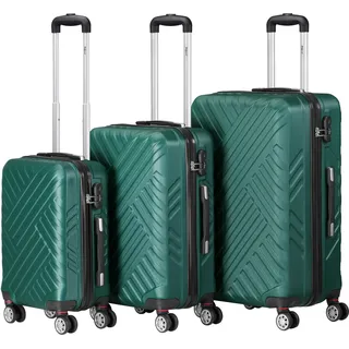 Zelsius Koffer Set 3 Stück, Petrol Grün, ABS Reisekoffer mit Zahlenschloss und Innen Trennwand - Grün