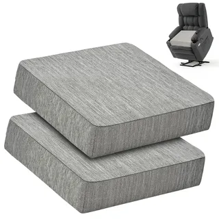 LIROPAU 2er Set Sitzkissen Stuhl, Stuhlkissen, doppellagiger Memory-Schaum Sitzkissen, Sitzerhöhung, Dickes Sitzkissens für Liegestühle, Sofas, Sessel, Abnehmbarer, 50 x 50 x 12,7 cm, Grau