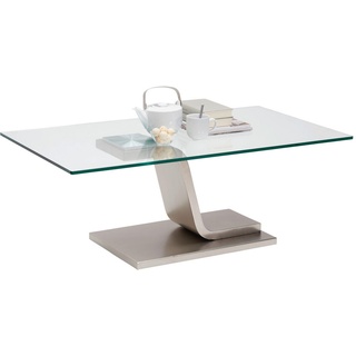 Novel Couchtisch , Nickelfarben , Metall, Glas , rechteckig , Z-Form, Bodenplatte , 65x42x115 cm , Wohnzimmer, Wohnzimmertische, Couchtische, Couchtische Glas