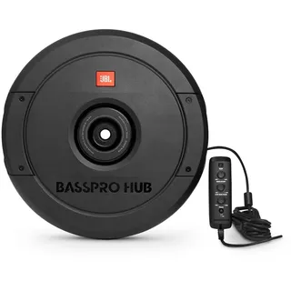 JBL BassPro Hub 11" Reserverad Aktiv Subwoofer Auto Set - 300 Watt Auto Subwoofer mit eingebautem Verstärker und Fiberglas-Tieftöner für die Ersatzrad Nabe, Black
