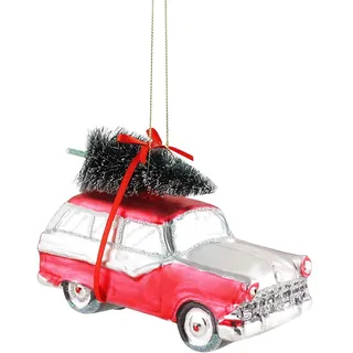 440s Gift Company Hänger Auto mit Weihnachtsbaum, rot-weiß | GC-12160 | 4030195666718
