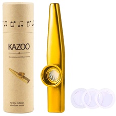 WANDIC Kazoo und 3 Membranflöten aus Aluminiumlegierung, mit Vintage-Geschenkbox,Gold