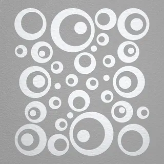 WANDfee Wandtattoo Kreise Punkte 50 FARBWUNSCH I weiss I Wandaufkleber Aufkleber Kinderzimmer Fliesenaufkleber Badezimmer Küche