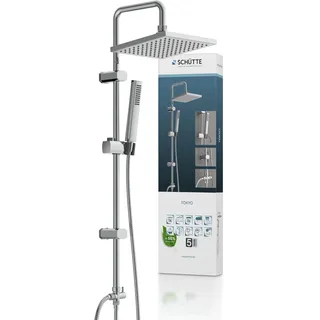 Schütte Tokyo Überkopfbrause-Set, Duschsystem ohne Armatur. Regendusche mit Schlauch, Duschsäule, Chrom