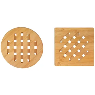 NIYATA Topfuntersetzer Holz, Topf Untersetzer Quadratisch Und Rund,Bambus Topfuntersetzerg,19x19x1cm,Untersetzer Aus Bambus,Ideal Für Küche,Esstisch