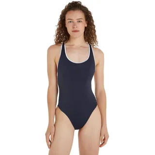Tommy Hilfiger Damen Badeanzug Racerback One Piece Sportlich, Blau (Desert Sky), XS