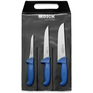 F.Dick DICK Messer-Set 3T Ergo Grip, Stahl, Blau, 48 x 22 x 1.8 cm, 3-Einheiten