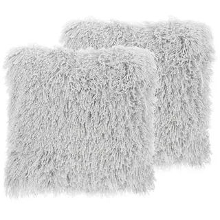 Beliani Dekokissen 2er-Set Hellgrau 45/45 cm Cide , Textil , 45x45 cm , Heimtextilien, Wohntextilien, Kissen, Zierkissen