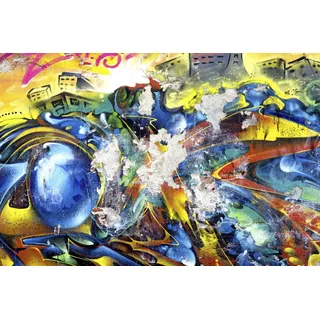Queence »Kunstwerk« Abstrakt Gebäude Graffiti Kunst Fine Art-Print in Galeriequalität,