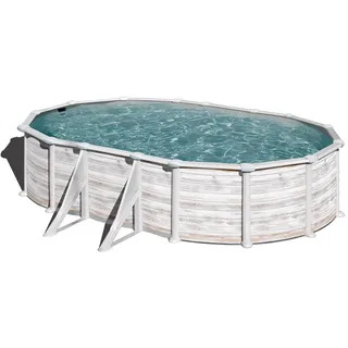 Gre Grönland Oval-Stahlwandbecken-Set 610 x 375 x 132 cm inkl. Sandfilteranlage, Boden-Schutzplane, Skimmer, Poolleiter