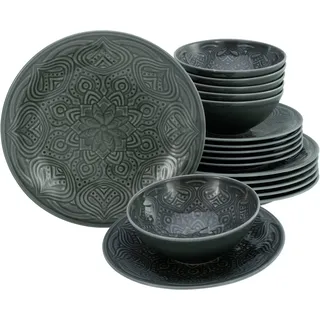 CreaTable Orient Mandala Teller Set grau 18er Set