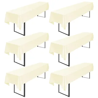 Pesonlook 6 Stück Beige Biertisch Tischdecke Dick 200GSM,250 x 100 cm