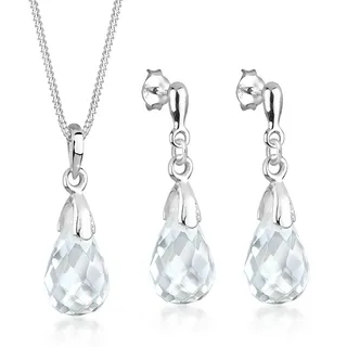 Elli Schmuckset Damen Tropfen Bergkristall in 925 Sterling Silber