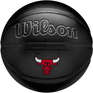 Wilson NBA Team Premiere Basketball, Dynamisches Tiefendesign mit strukturierter Schlangenhaut und besticktem Teamaufnäher, Team: Chicago Bulls, Farbe: Schwarz, Größe: 7