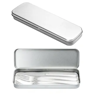 JEXOWIQ 2 Stück Besteckkasten aus Metall,Besteck-Etui ohne Besteck, Besteckbox to go, Outdoor Besteck-Behälter für Camping, Wiederverwendbare Besteck-Verpackung, Bestecktasche, Besteckdose