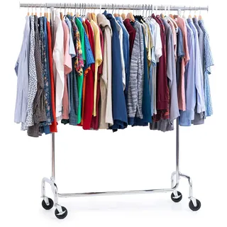 Tatkraft Didrik – Schwerlast Kleiderständer, bis 130 Kg belastbar, Kleiderstange auf Rädern, Kleiderstange zum Aufhängen von Kleidung, Verchromt Stahl