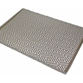 JEMIDI XL XXL Outdoor Außen Terrassen Teppich Terrassentepiche Outdoorteppich Balkonteppich Matte Dekoteppich Außenbereich für draußen Außen Witterungsbeständig Eckig 150x210cm Raute Beige