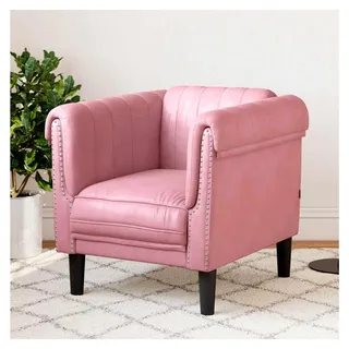 Sessel in Rosa Samt, 80x77x74 cm, Moderner Loungesessel für das Wohnzimmer, Bequemer Relaxsessel mit stabilen Holzbeinen, Belastbar bis 110 kg - Rosa
