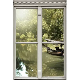 queence Wandsticker »Fluss« Wandsticker, Wandbild, selbstklebend, 3D, Fenster, grün