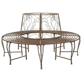 vidaXL Baumbank 8-Sitzanzahl Ø 160 x 89 cm Stahl Antikbraun Rund - Braun