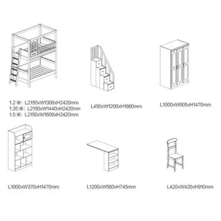 Etagenbett Bett Schreibtisch +Schrank Multifunktion Hochbett Kinderhochbett - Weiß