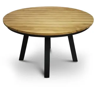 CLEMENTO Dundee Gartentisch Ø130 cm Rund Aluminium/Teak Anthrazit
