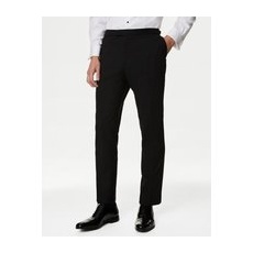 Mens M&S Collection Skinny Fit Stretch Tuxedo Trousers - Black, Black - 30