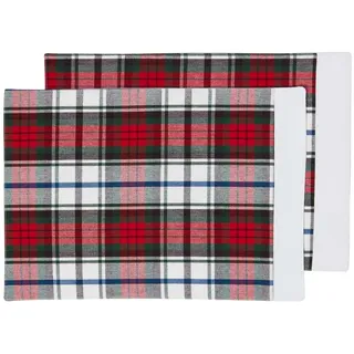 Homescapes Tischset Macduff rot kariert, 2er-Set 30/45 cm, 100% Baumwolle , Multicolor , Textil , Kariert , Rechteckig , 30x45 cm , Oeko-Tex® , Heimtextilien, Wohntextilien, Tischwäsche, Tischsets