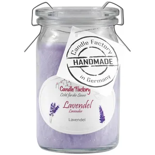 Candle Factory Baby Jumbo Duftkerze aus pflanzlichem Stearin im hitzebeständigen Glas der Marke Weck®, bis zu 24h Brennzeit, Duft: Lavendel