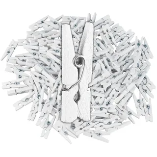 Relaxdays 400Xmini-Holzklammern , Weiß , Holz , 0.8x2.5x0.3 cm , Dekoration, Geschenkartikel