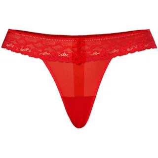 Teyli String Tanga Damen mit Zarter Spitze Verziert - Strings & Tangas für Damen aus Transparentem Mesh - Tanger Rot M