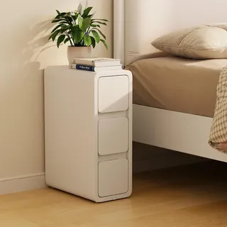 Nachttisch Weiß mit 2 Schubladen Lederoberfläche 20 cm - AQIMUELE - Weiß