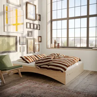 Bettgestell KARUP DESIGN "Orbit Bed, Massivholzbett, Futonbett, FSC-zertifiziertem Massivholz", natur, B:144cm H:35cm L:205cm, 100% Kiefer, Betten, Bettgestell, mehrere Größen, inklusive Lattenrost, ohne Matratze, Made in Europe