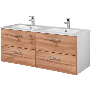 welltime Doppelwaschtisch »Trento, verschiedene Ausführungen und Farben« Badmöbel in Breite 120 cm, 2 Doppel-Waschbecken zur Auswahl, weiß