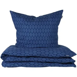 SCHIESSER Feinbiber Bettwäscheset Drops 135 x200 Dunkelblau
