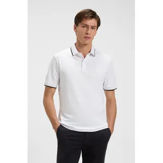 Poloshirt BOSS ORANGE "Passertip", Herren, Gr. XXL, weiß (100_weiß), Piqué, Obermaterial: 95% Baumwolle, 5% Elasthan, kontrastfarbene Details, unifarben, slim fit hüftbedeckend, V-Ausschnitt, eingesetzt Bündchen, Shirts Poloshirt, mit BOSS Logo-Badge